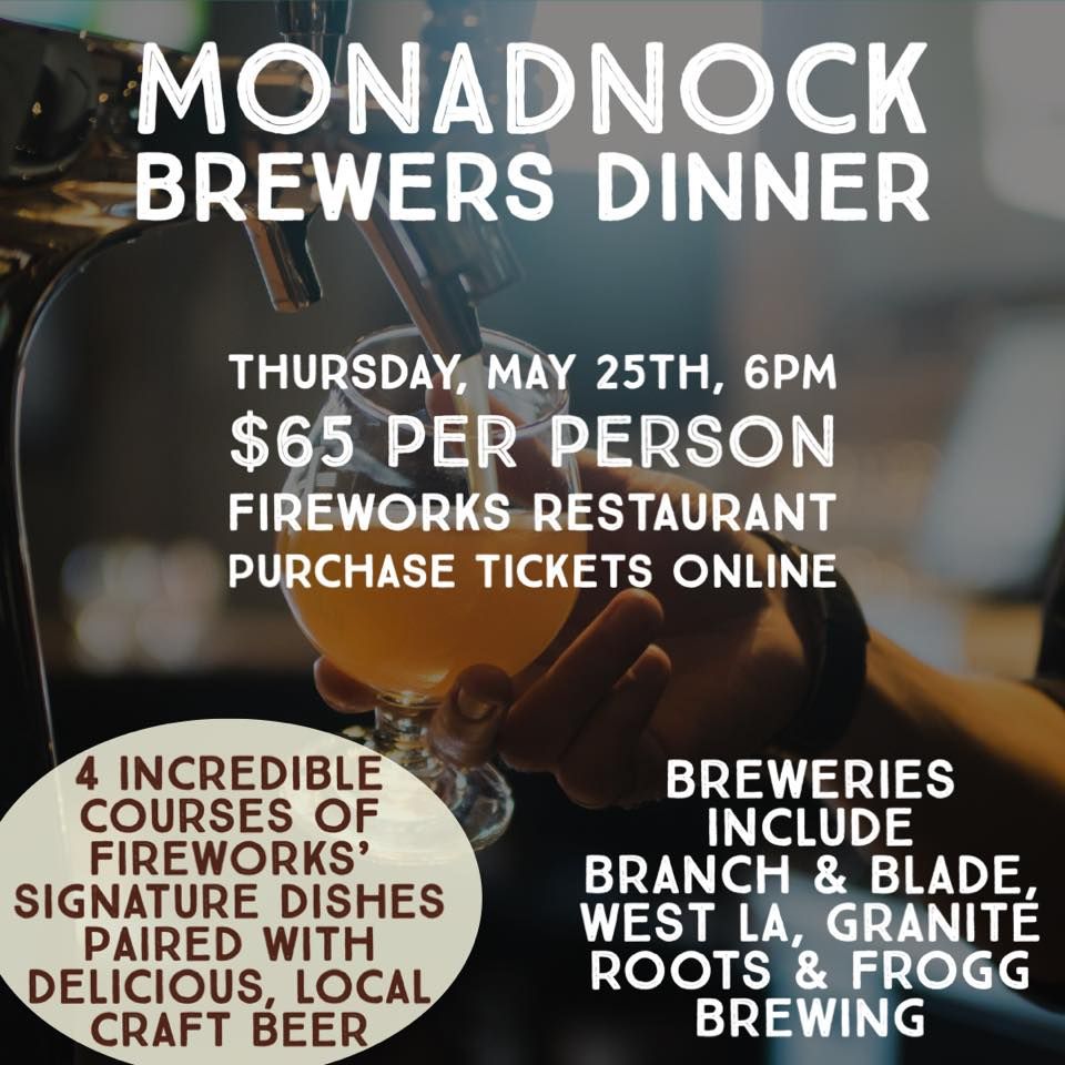 Monadnock Brewers Dinner, Fireworks Keene, May 25 2023 AllEvents.in