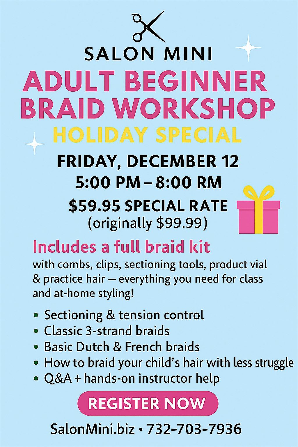 Adult Beginner Braid Workshop, 12 December | Event in Howell Township | AllEvents