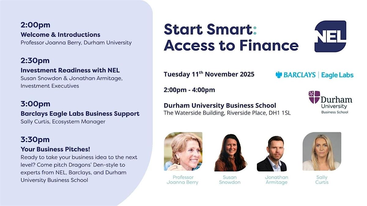 Start Smart: Access to Finance, 11 November | Event in Durham | AllEvents