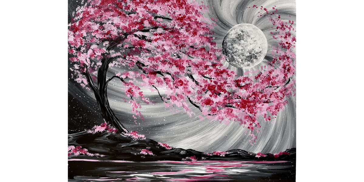 Moonlit Cherry Blossom River - Paint and Sip in Phoenix | Classpop!™, 10 January | Event in Gilbert | AllEvents