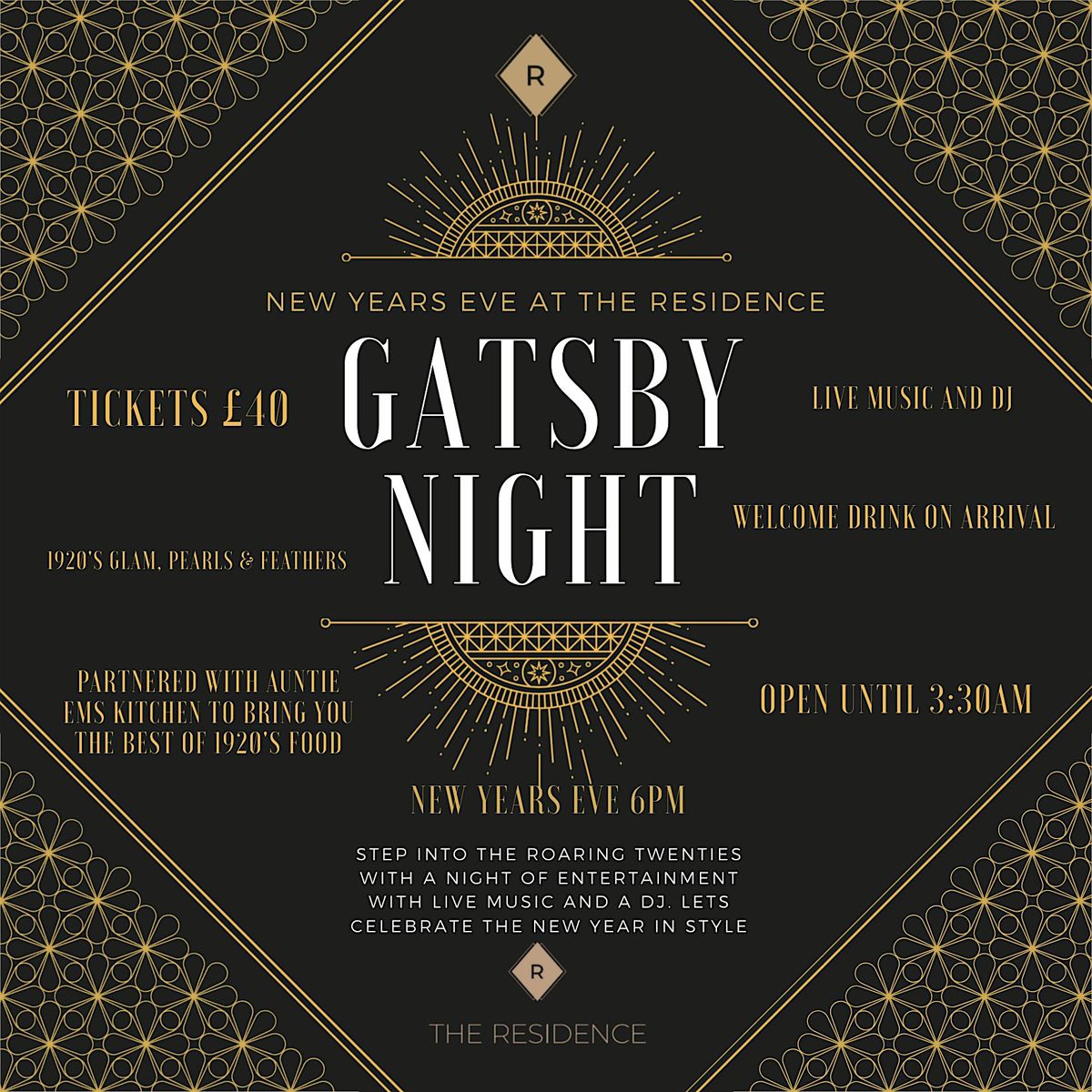 Gatsby Night - New years Eve at The Residence, 31 December | Event in Milton Keynes | AllEvents