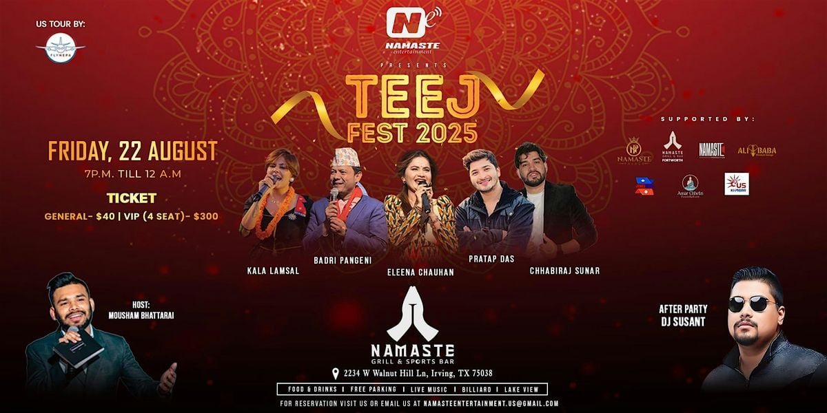 TEEJ FEST 2025, 22 August | Event in Irving | AllEvents