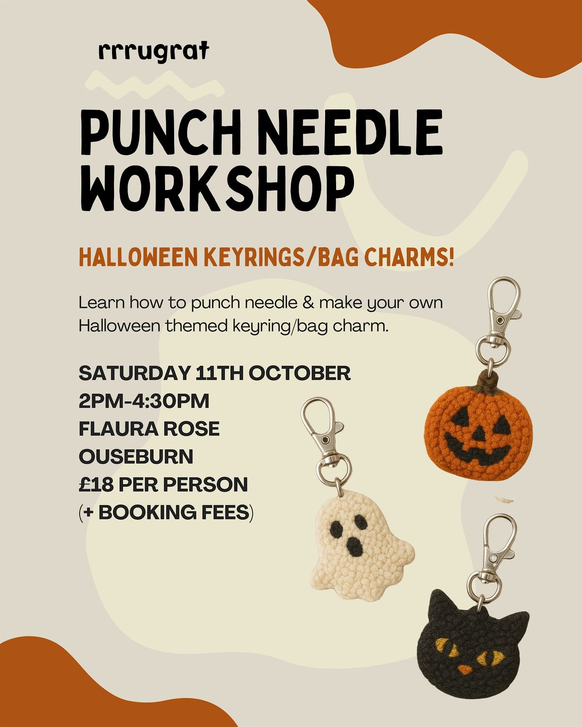 Learn to Punch Needle and Make a Halloween-Themed Keyring/Bag Charm, 11 October | Event in Newcastle upon Tyne