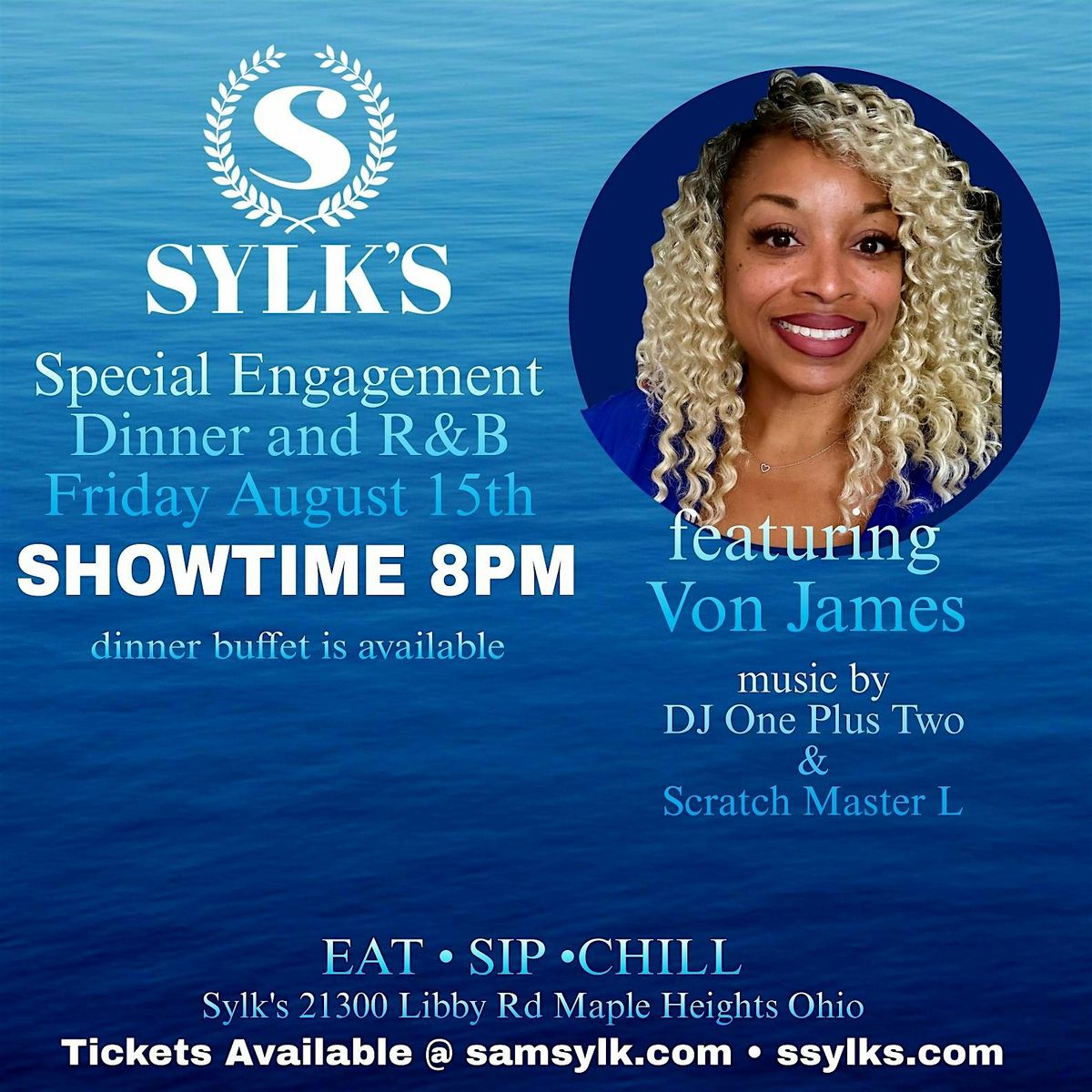 Dinner And R&B Starring Von James, 15 August | Event in Maple Heights | AllEvents