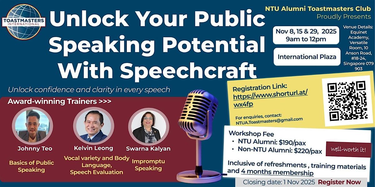 Unlock Your Public Speaking Potential with Speechcraft, 8 November | Event in Singapore | AllEvents