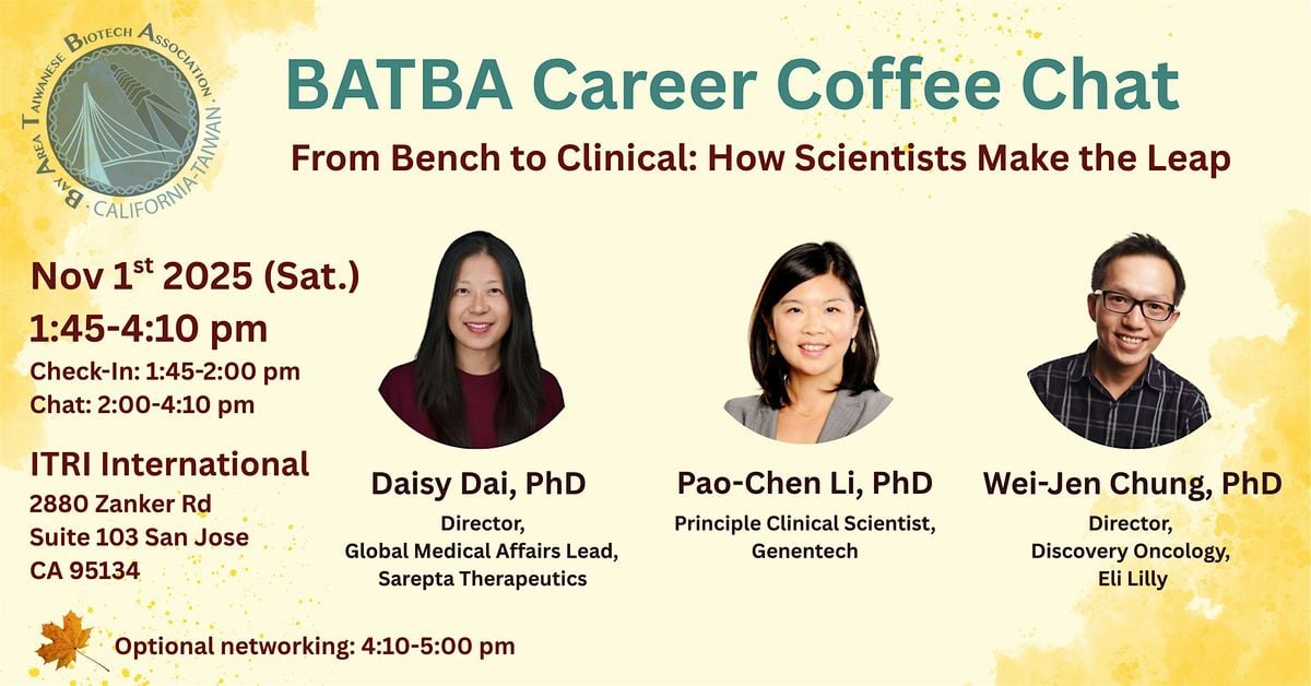 Bench to Clinical: How Scientists Make the Leap, 1 November | Event in San Jose | AllEvents