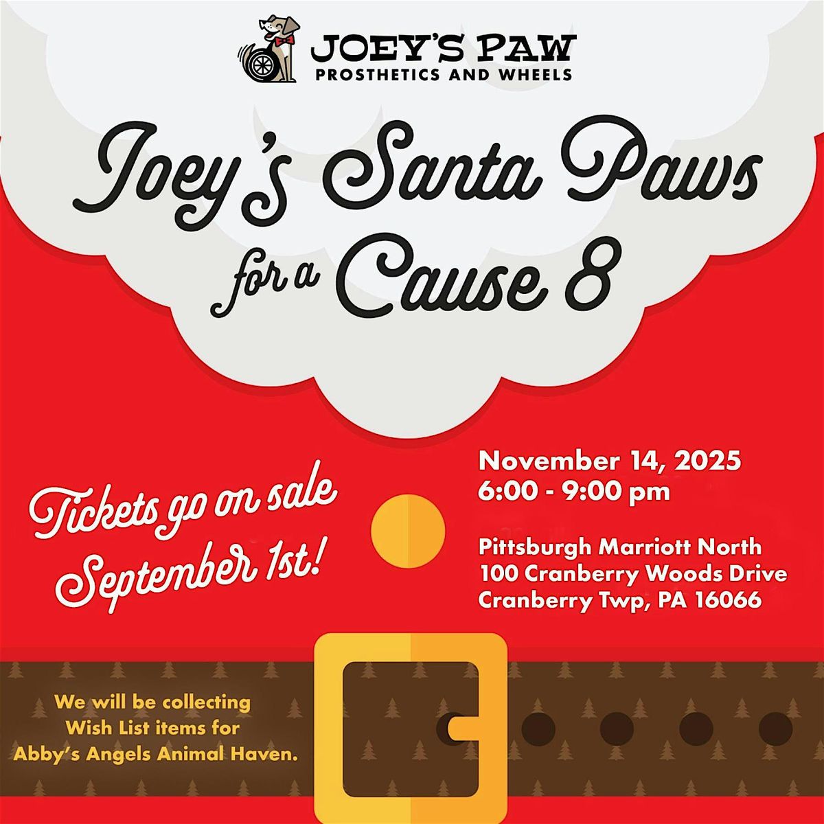 Joey’s Santa PAW with a Cause 8, 14 November | Event in Cranberry Township | AllEvents