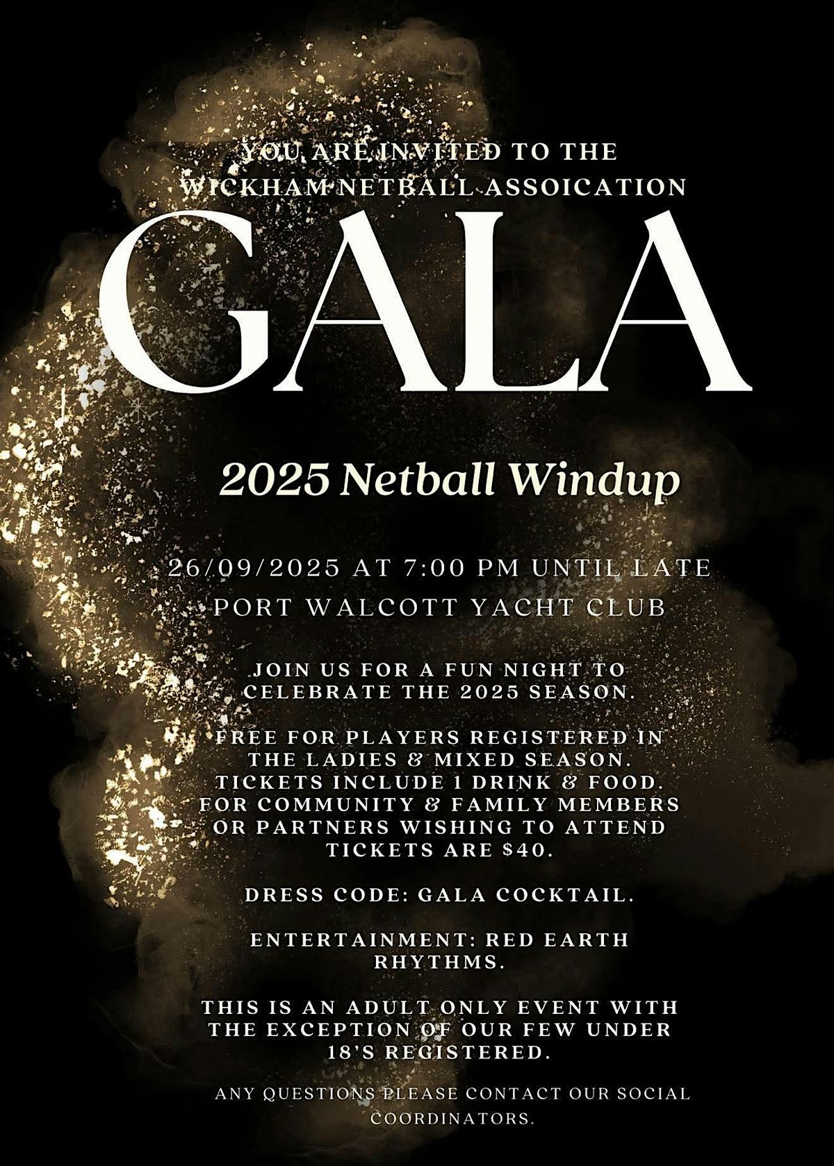 Wickham Netball 2025 Gala Windup, 26 September | Event in Wickham | AllEvents