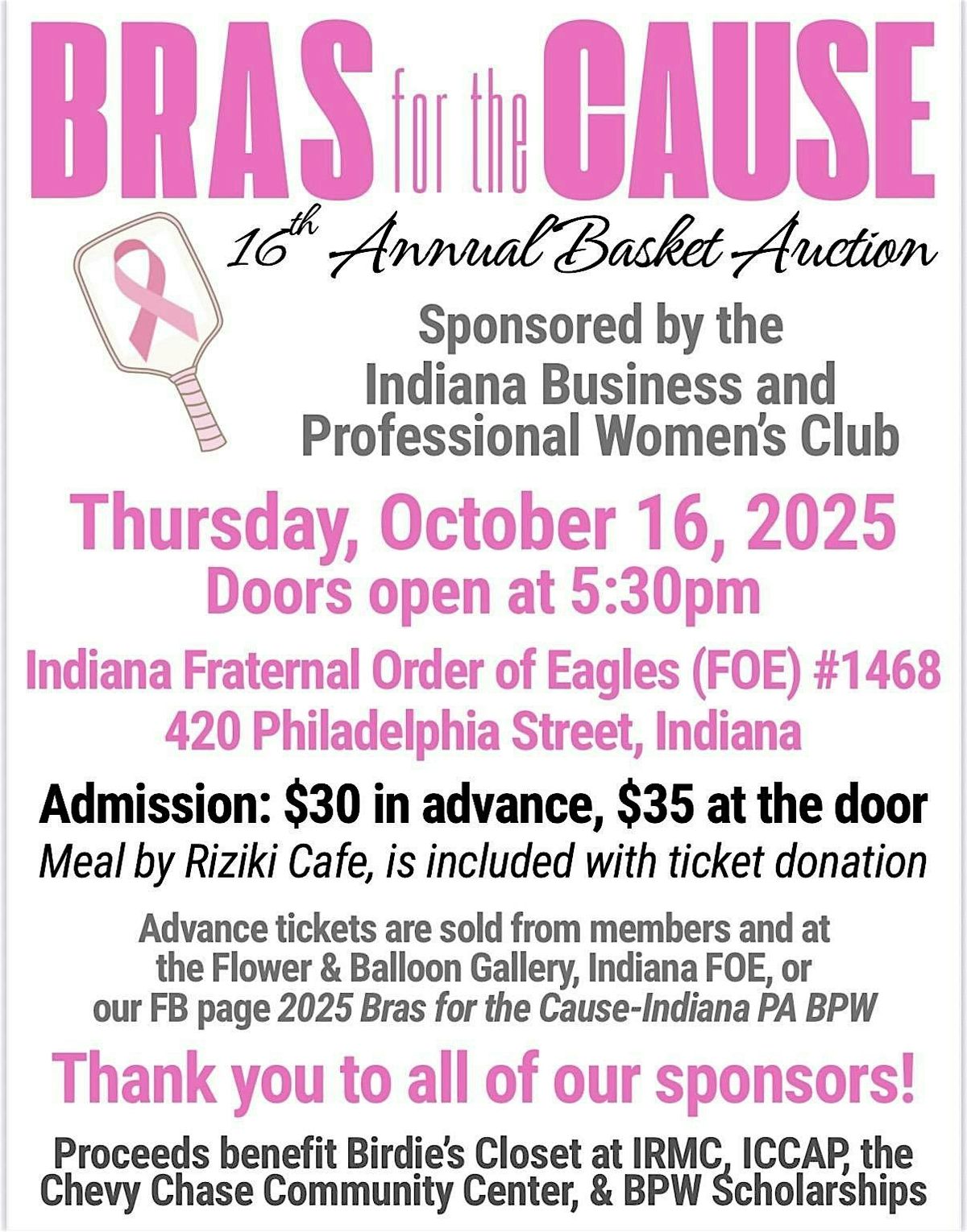 16th Annual Bras for the Cause Gala, 16 October | Event in Indiana | AllEvents