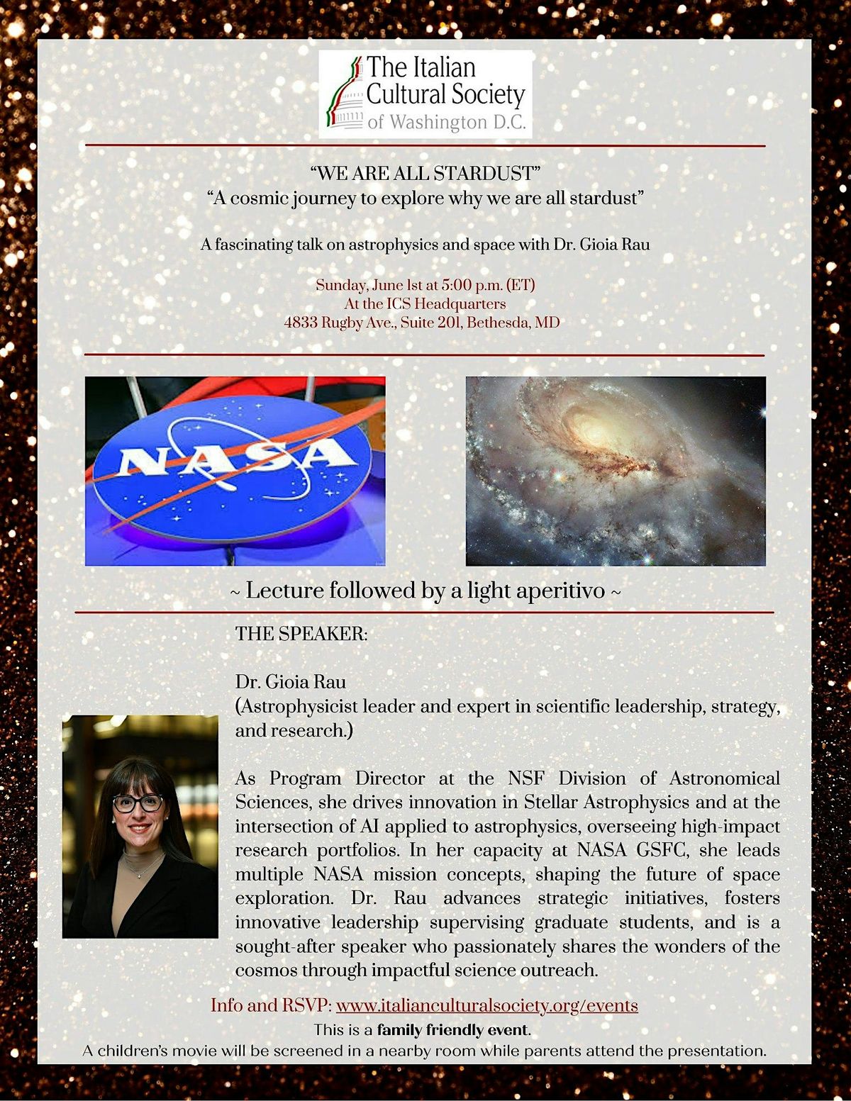 "WE ARE ALL STARDUST - Cosmic journey to explore why we are all stardust”, 1 June | Event in Bethesda