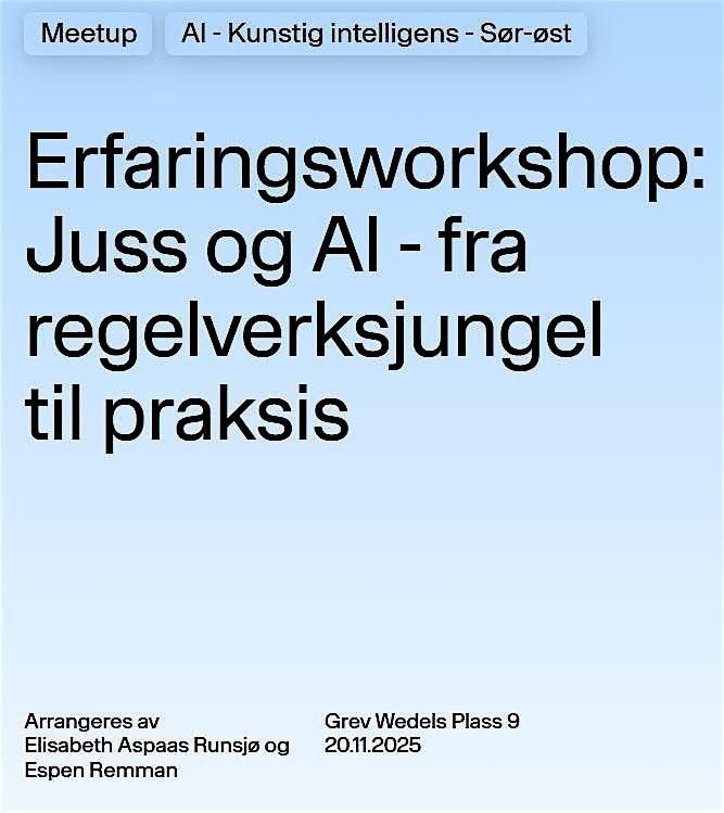 Erfaringsworkshop: Juss og AI - fra regelverksjungel til praksis, 20 November | Event in Sentrum | AllEvents