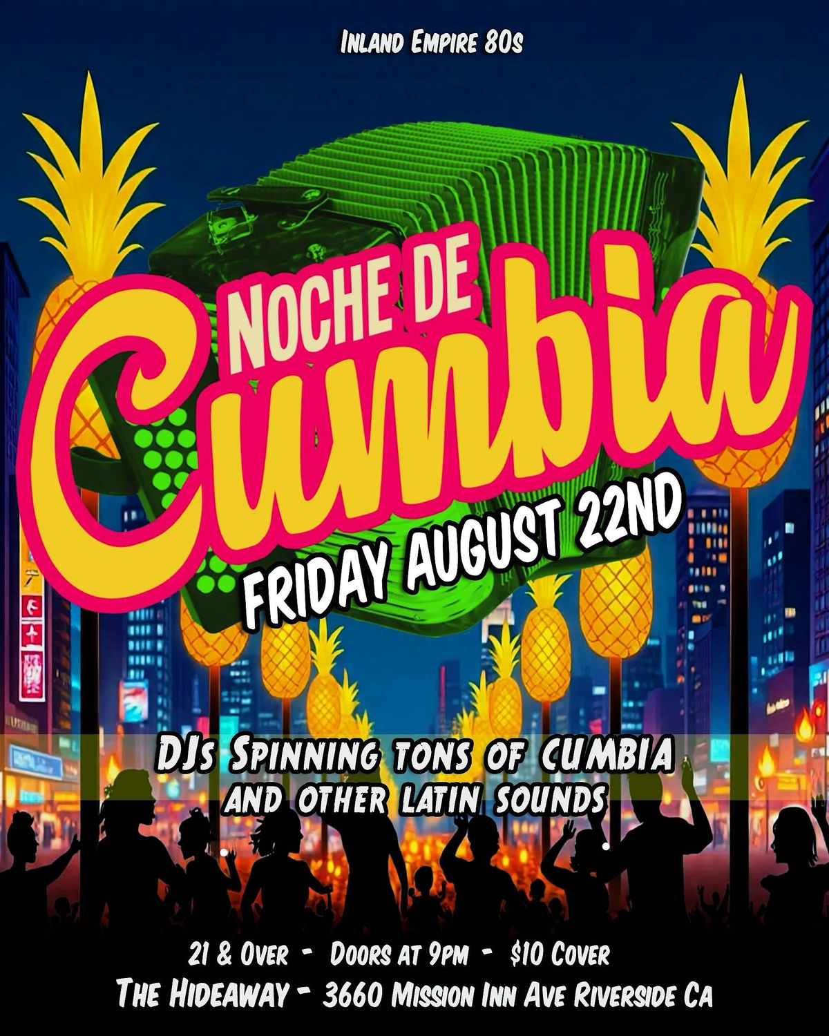 Noche de Cumbia at The Hideaway Riverside!, 22 August | Event in Riverside | AllEvents