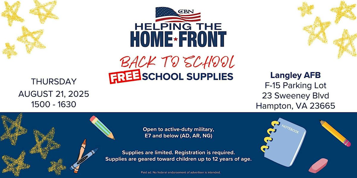 BACK TO SCHOOL Free School Supplies Distribution at Langley Air Force Base, 21 August | Event in Hampton | AllEvents