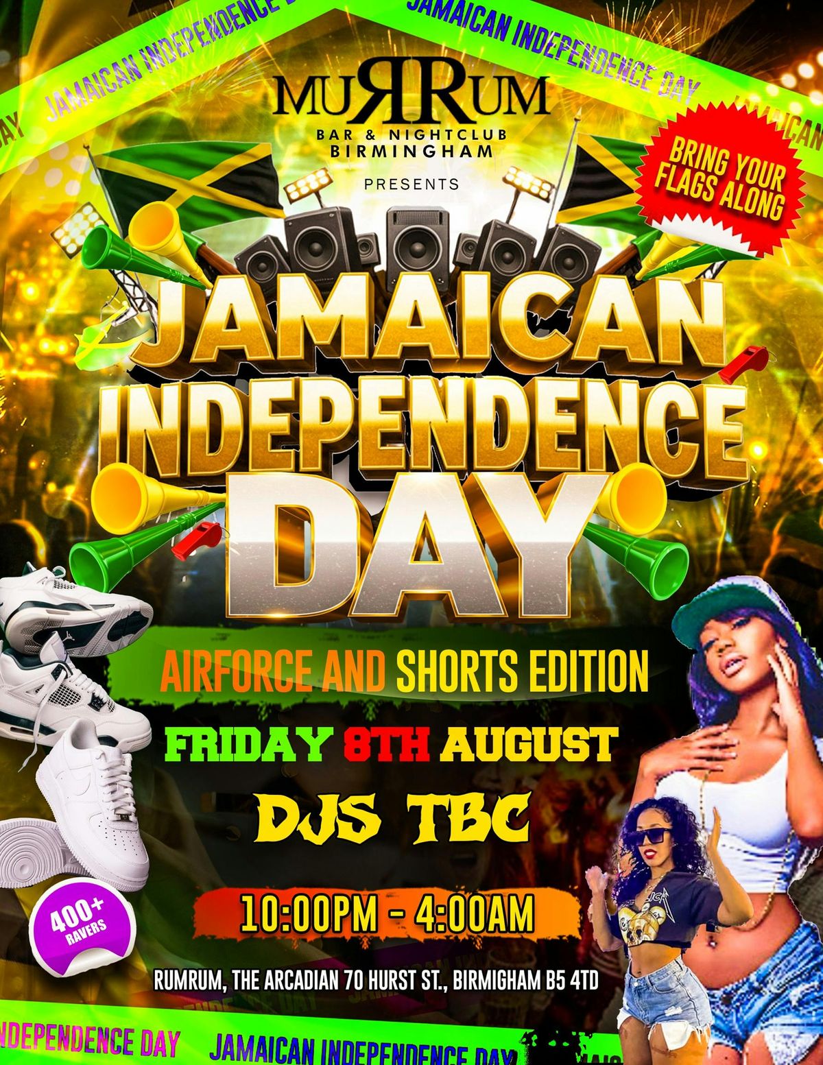  🇯🇲 JAMAICAN INDEPENDENCE DAY – AIRFORCE &amp; SHORTS EDITION 🇯🇲  100 Free Tickets😱😱🔥, 8 August