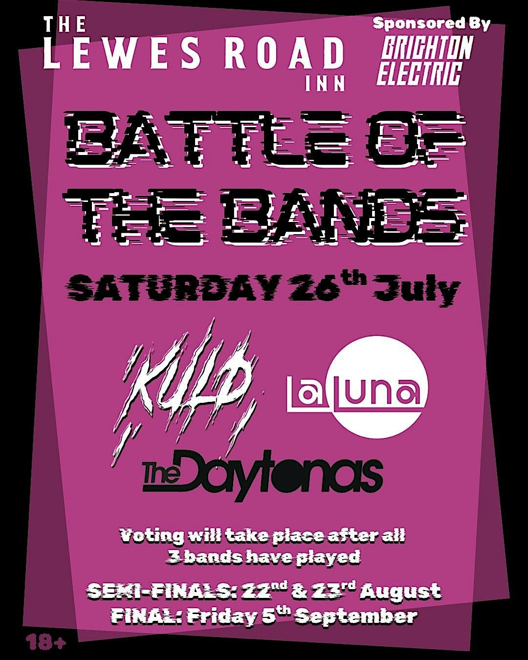 Battle Of The Bands: The Daytonas vs. La Luna vs. Kuld, 26 July | Event in Brighton and Hove | AllEvents