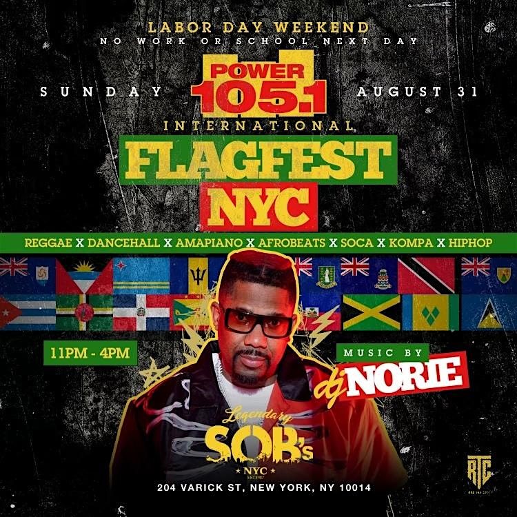 FlagFest Labor Day Weekend at SOBs : Everyone Free entry with RSVP, 31 August | Event in New York | AllEvents