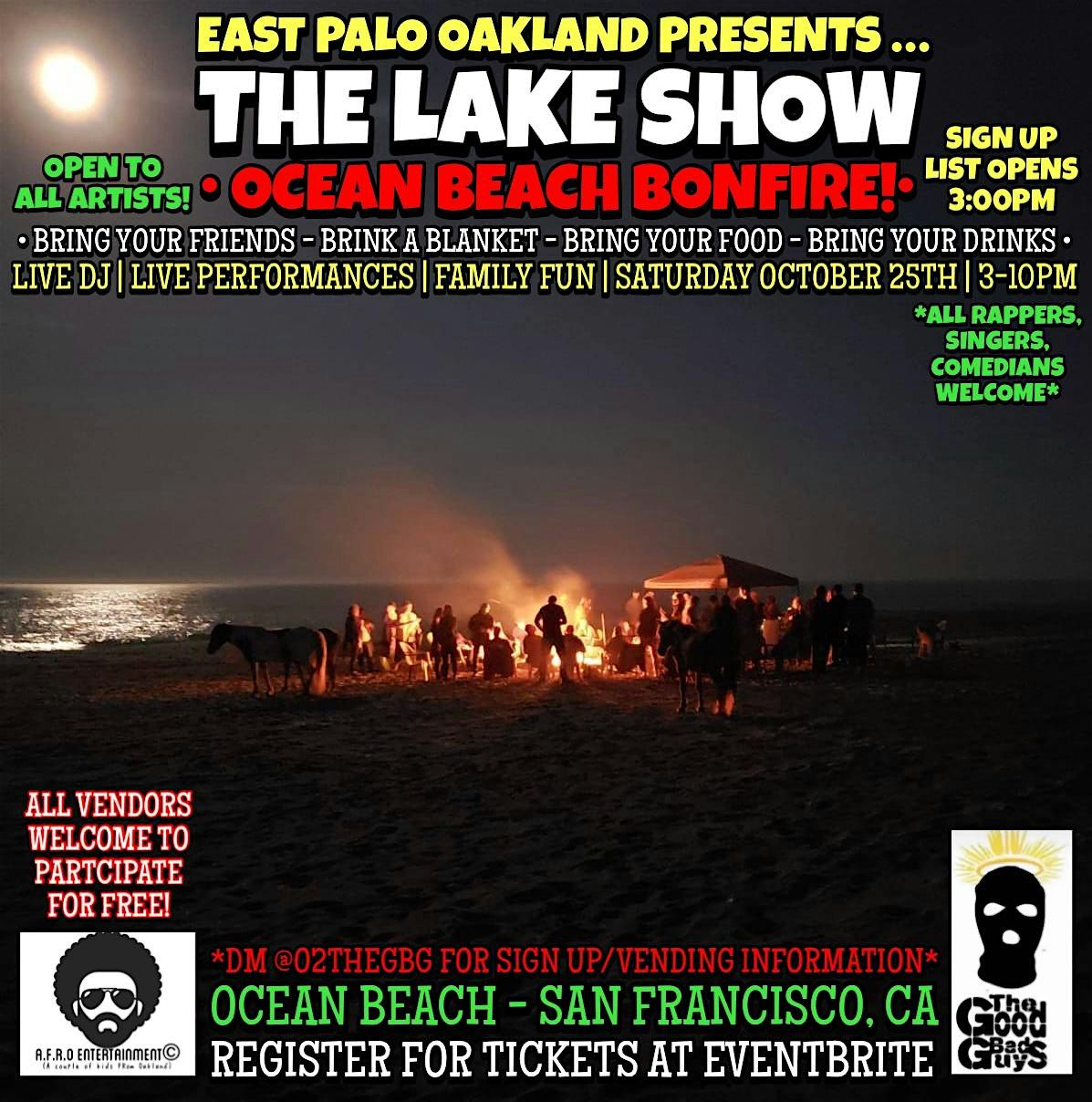THE LAKE SHOW! OCEAN BEACH BONFIRE!, 25 October | Event in San Francisco | AllEvents