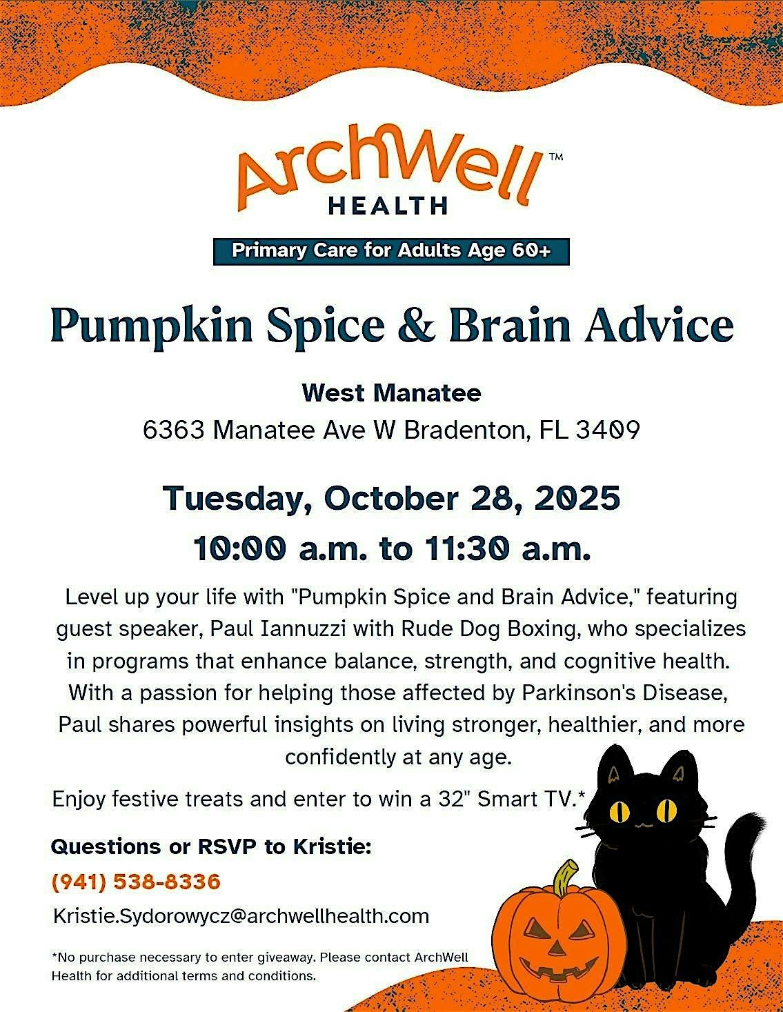 Pumpkin Spice & Brain Advice, 28 October | Event in Bradenton | AllEvents