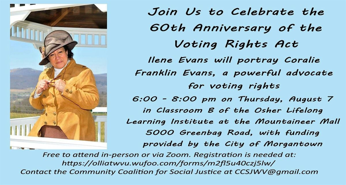 VOTING RIGHTS ACT 60TH ANNIVERSARY, 7 August | Event in Morgantown | AllEvents