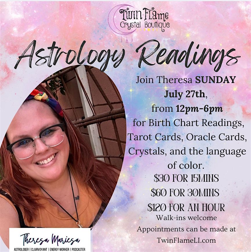 Astrology Readings with Theresa Mariesa, 27 July | Event in Bethpage | AllEvents