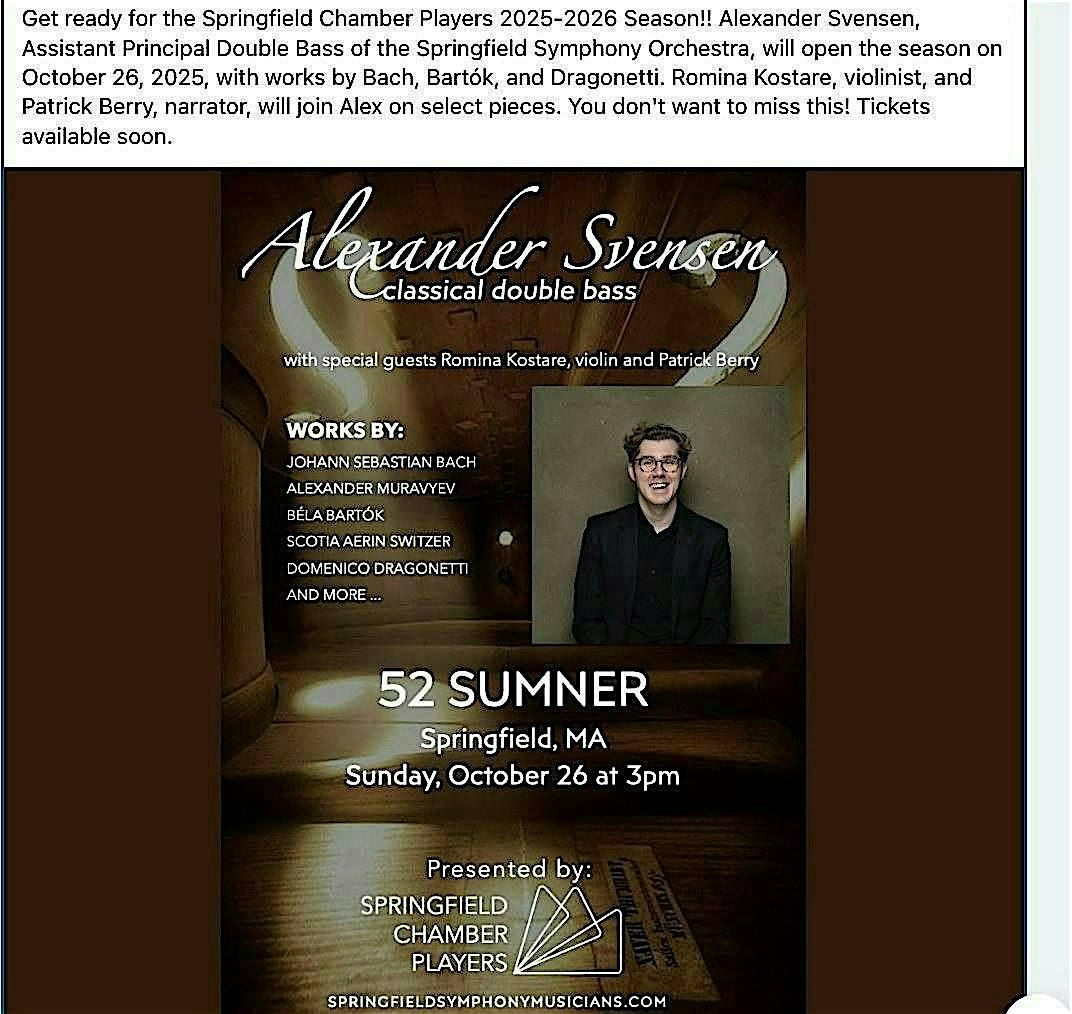 Alexander Svensen: Classical Double Bass, 26 October | Event in Springfield | AllEvents