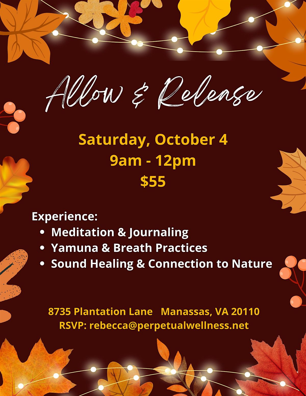 Allow & Release for Fall, 4 October | Event in Manassas | AllEvents