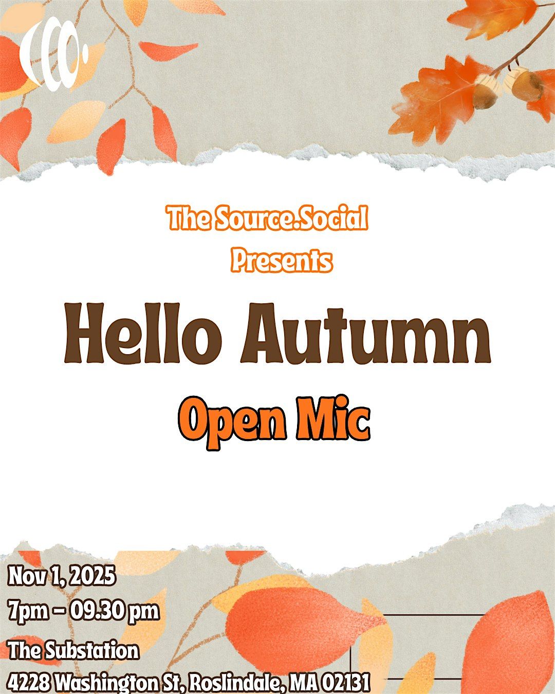Hello Autumn: Open Mic, 1 November | Event in Boston | AllEvents