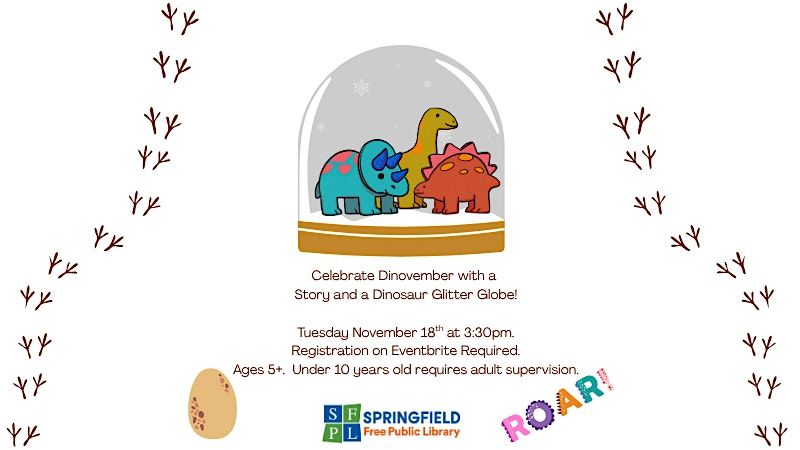 Dino Story and Glitter Globe Making - Ages 5 and up.  Springfield Residents | Event in Springfield | AllEvents