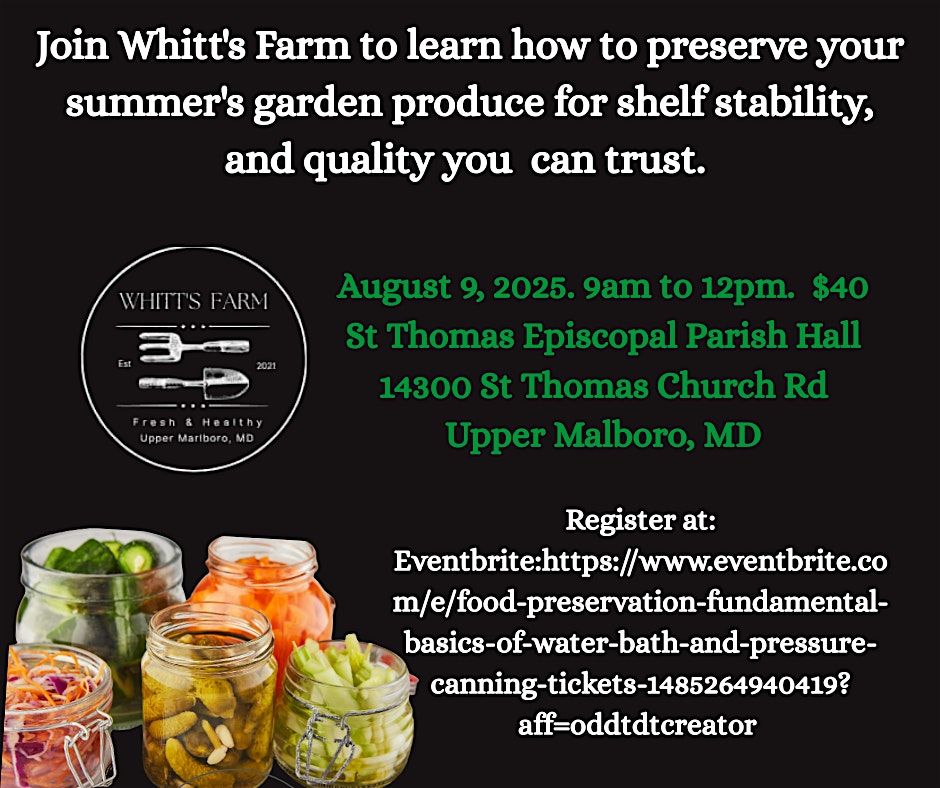 Food Preservation: Basics of Water bath & Pressure Canning | Event in Upper Marlboro | AllEvents