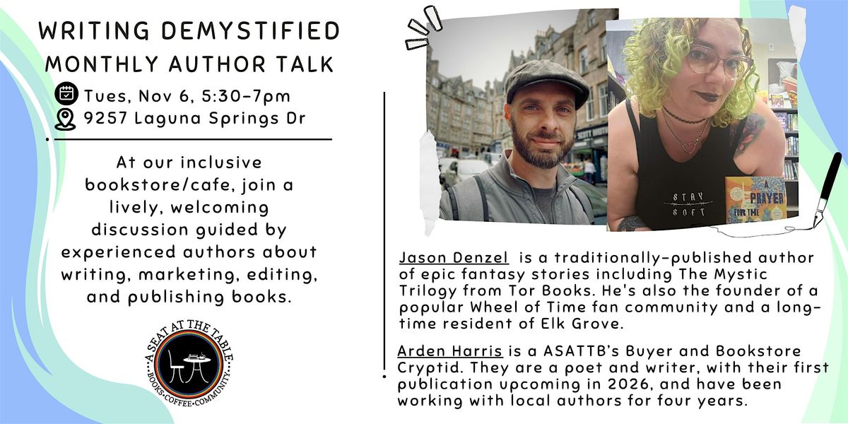 Writing Demystified w/ Jason Denzel and Arden Harris, 6 November | Event in Elk Grove | AllEvents