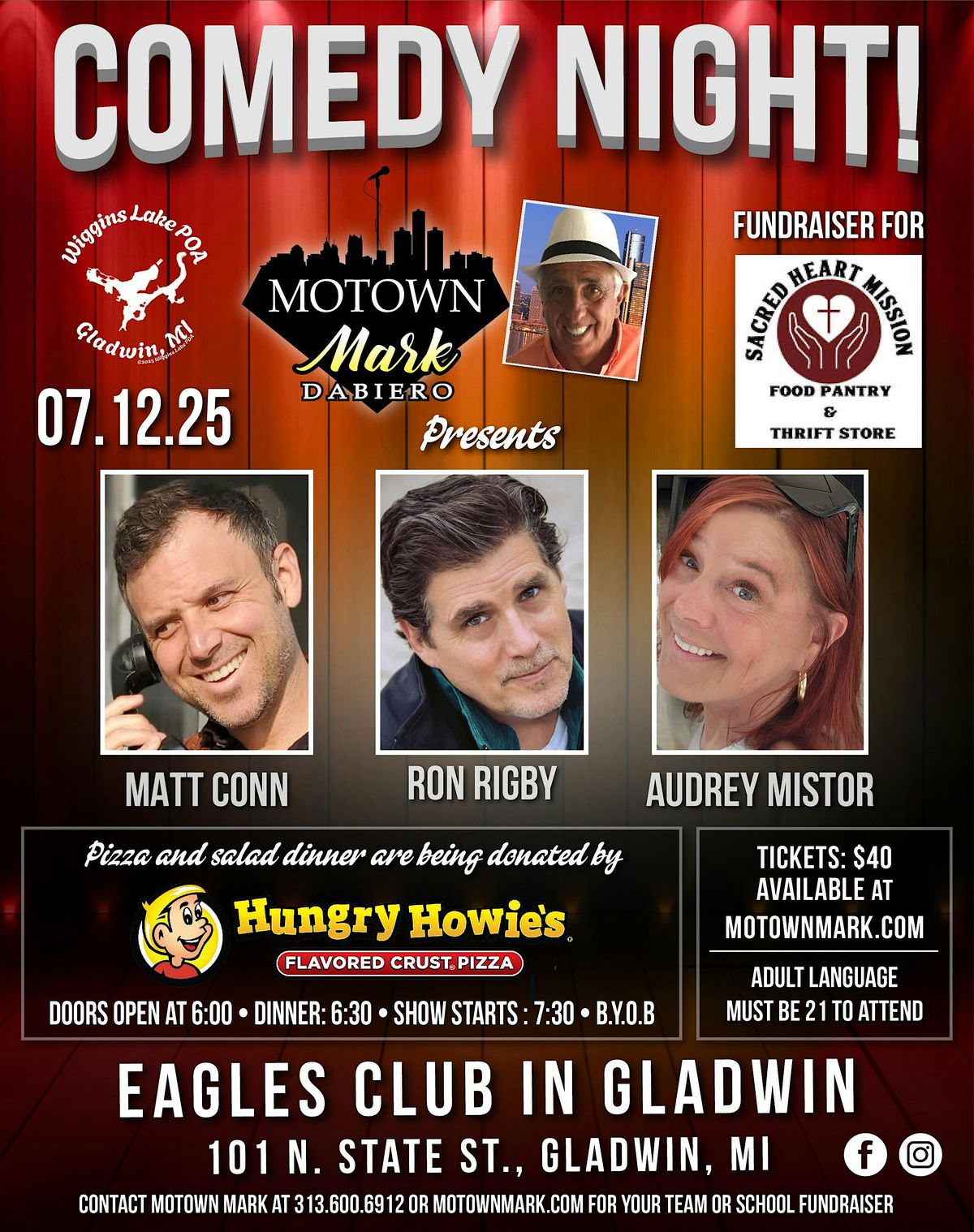 Motown Marks Comedy Night in Gladwin with dinner included!, 12 July | Event in Gladwin | AllEvents