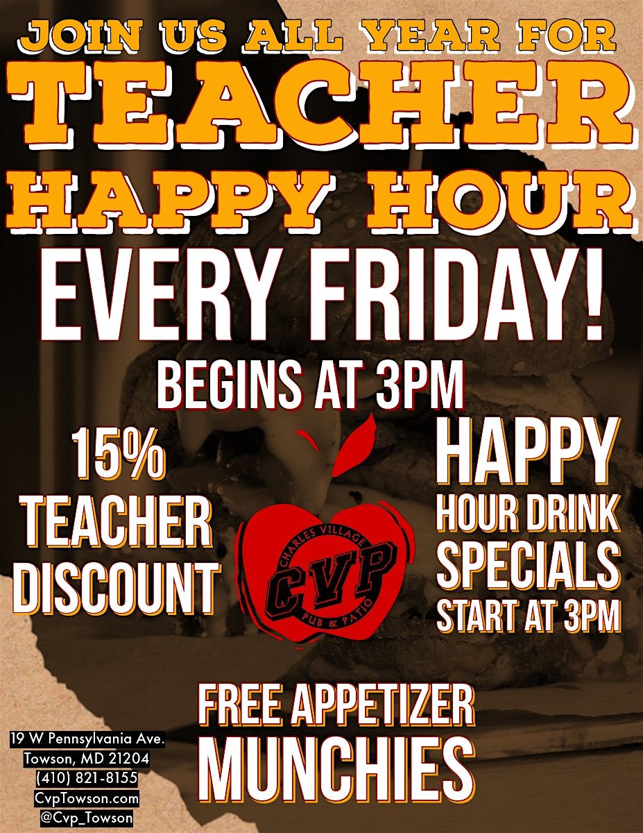 Teacher Happy Hour | Event in Towson | AllEvents