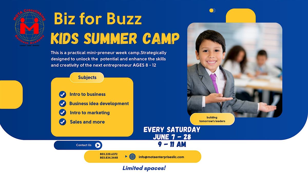 BIZ for BUZZ KIDS SUMMER CAMP, 7 June | Event in West Columbia | AllEvents