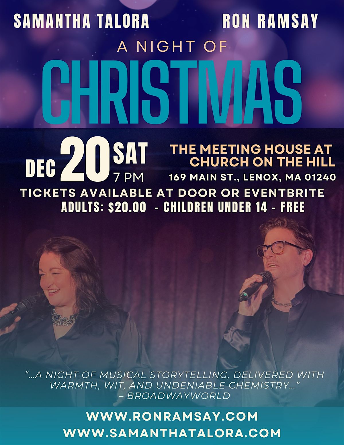 A Night of Christmas with Ron Ramsay & Samantha Talora, 20 December | Event in Lenox | AllEvents