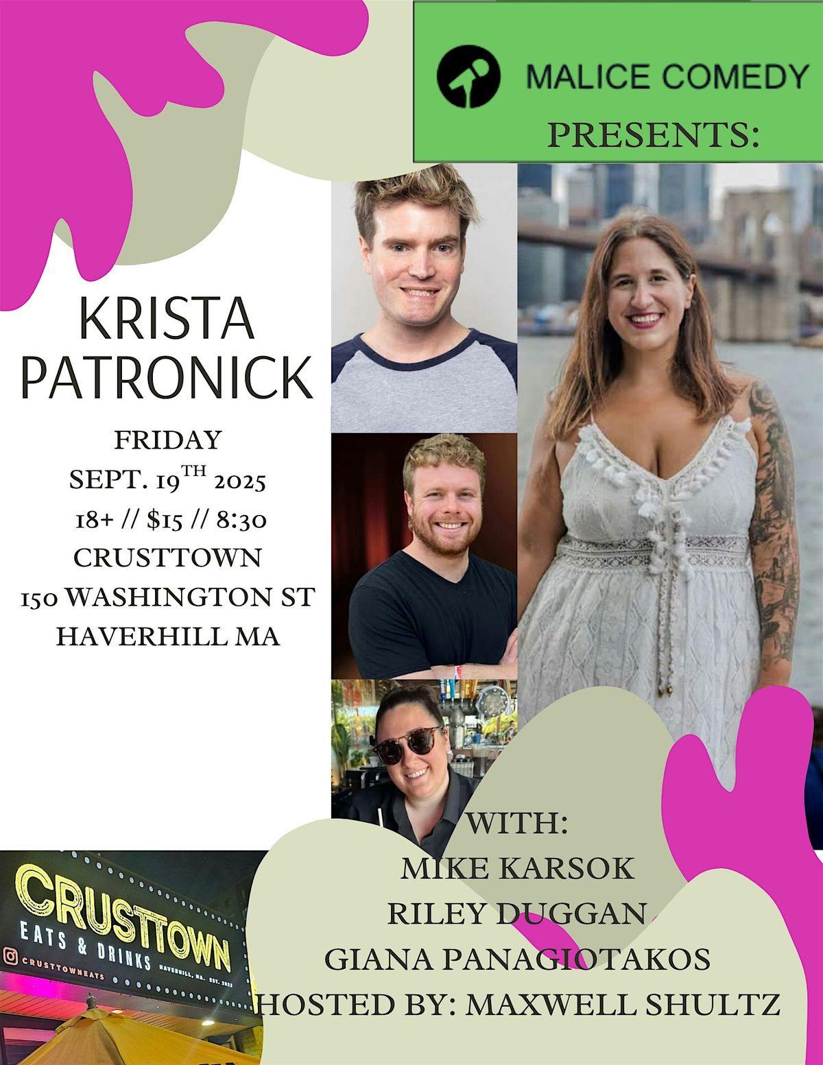 KRISTA PATRONICK  Live Comedy at Crusttown, 19 September | Event in Haverhill | AllEvents