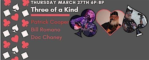 Patrick Cooper, Bill Romano, Doc Chaney:  LIVE Music Thurs March 27th 6p-8p, 27 March | Event in Baton Rouge