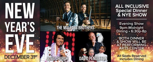 Images of new year eve 2020 : instead of heading out for a night on the town, many of us will be New Years Eve (Distanced Seating), Blue Gate Performing Arts Center, Shipshewana, December 31 to