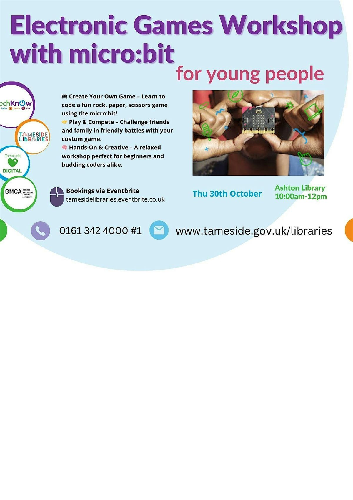 Electronic Games workshop with micro:bit, 29 October | Event in Ashton-under-Lyne | AllEvents
