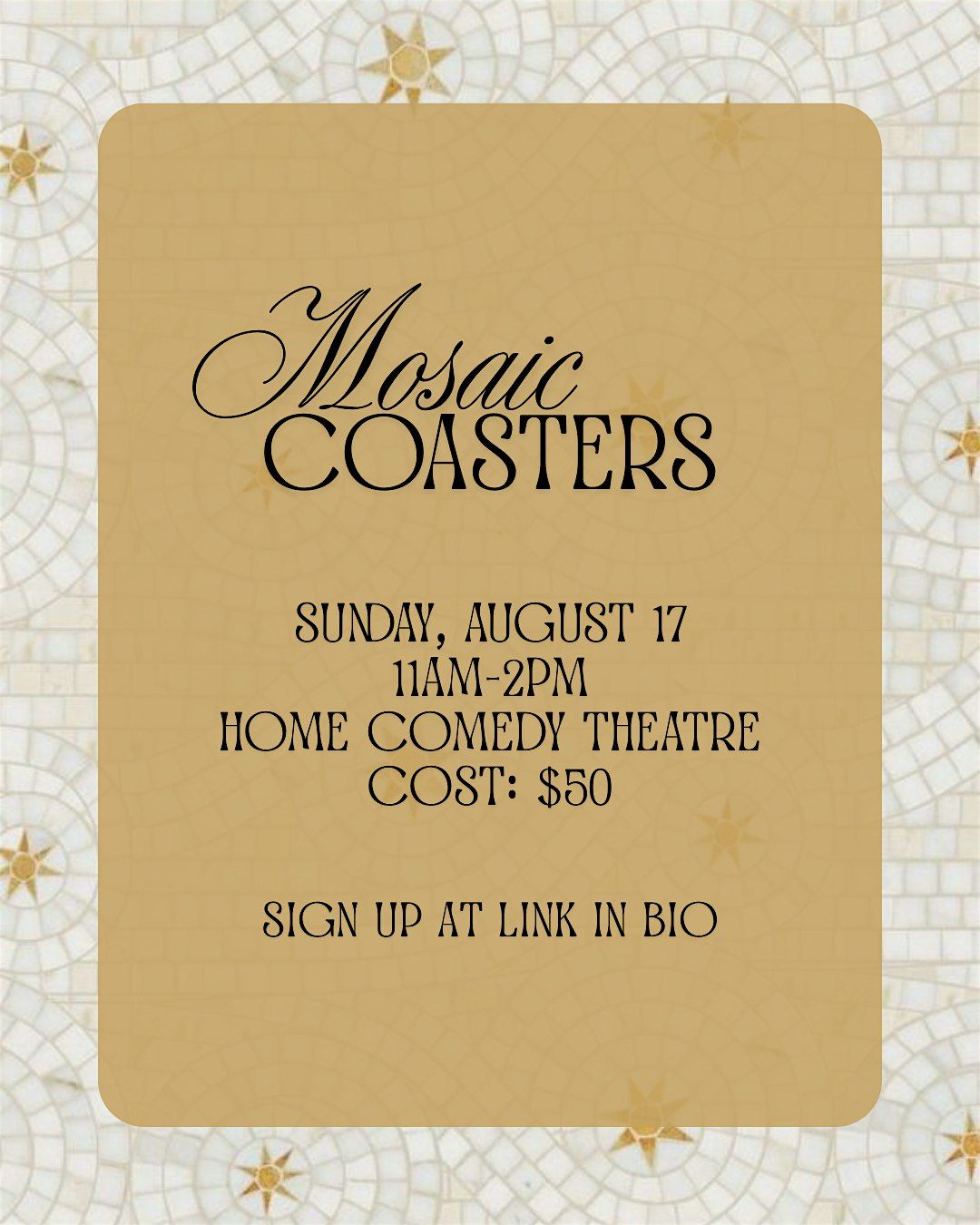 Mosaic Coasters, 17 August | Event in Chicago | AllEvents