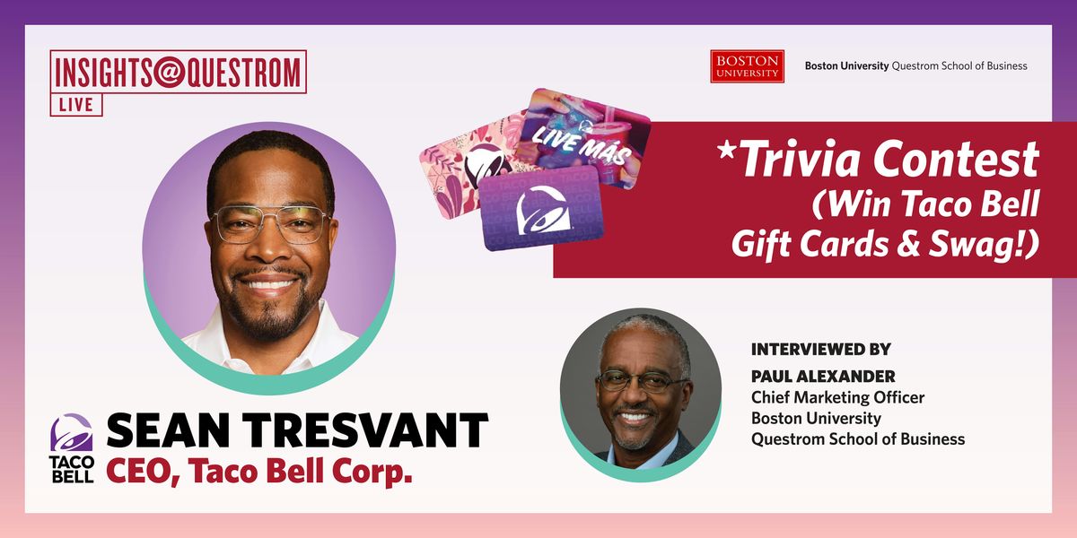 Sean Tresvant CEO, Taco Bell Corp., 3 September | Event in Boston | AllEvents