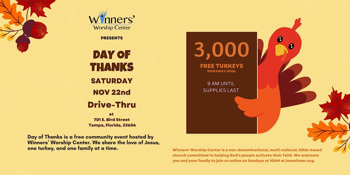 Day of Thanks 2025, 22 November | Event in Tampa | AllEvents