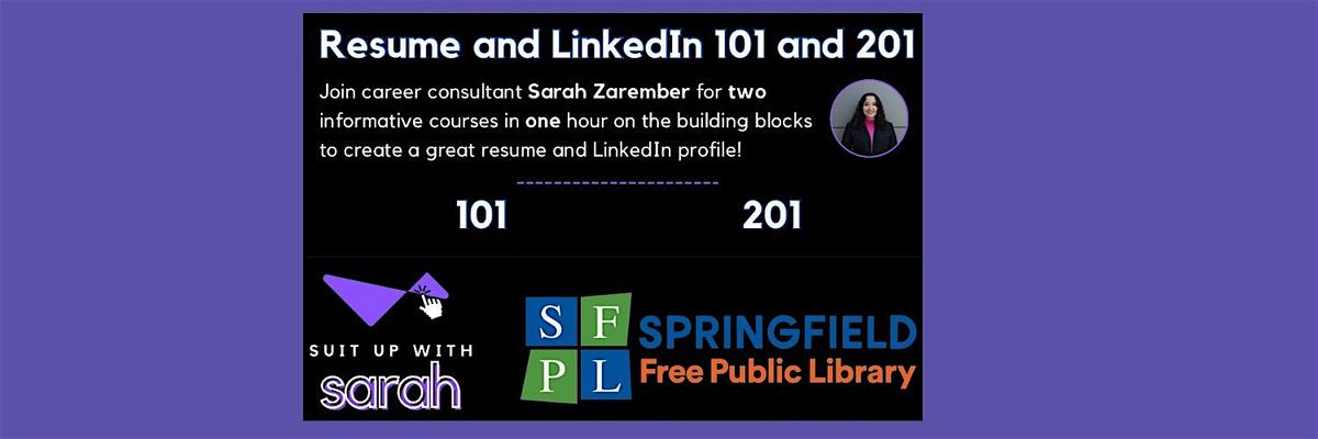 Suit Up With Sarah: Resume and LinkedIn 101 and 201, 31 July | Event in Springfield | AllEvents