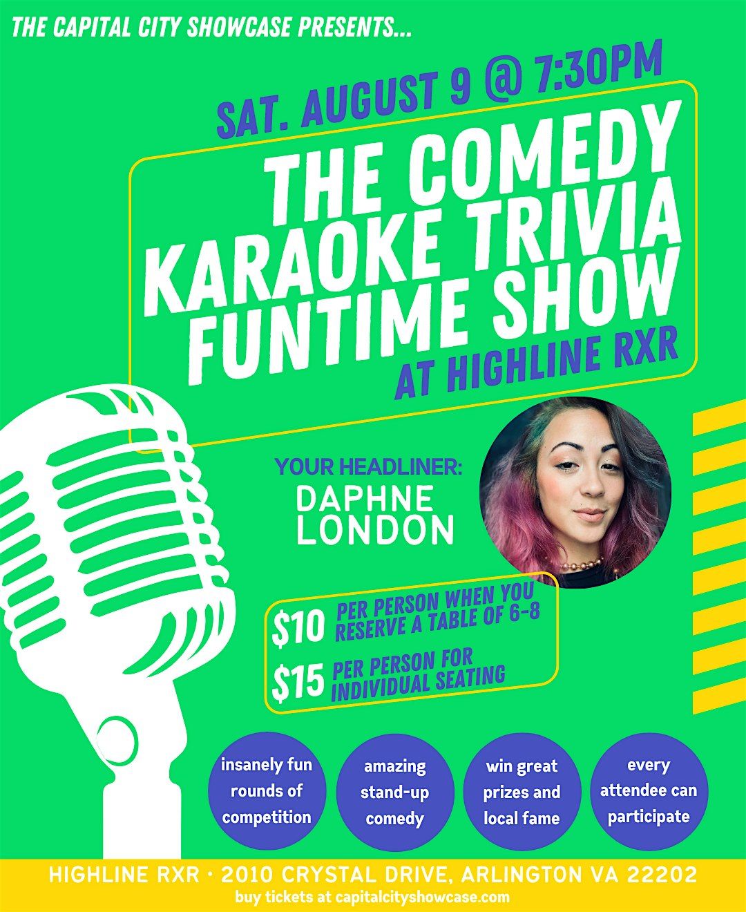The Comedy Karaoke Trivia Funtime Show with Daphne London, 9 August | Event in Arlington | AllEvents