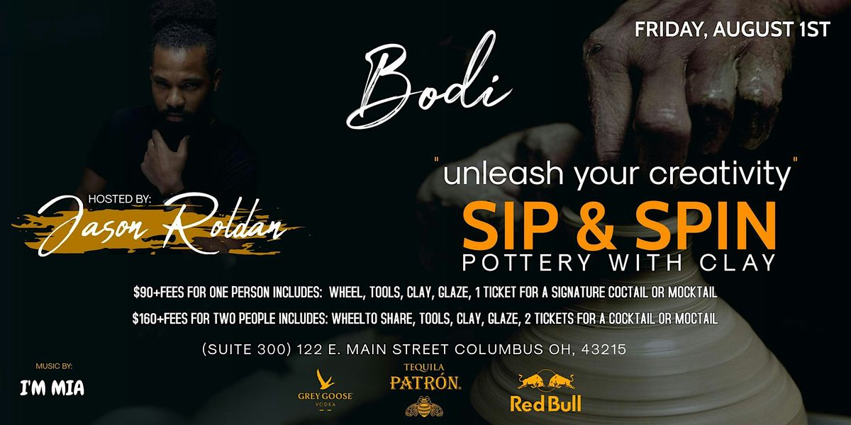 SIP & SPIN POTTERY WITH CLAY FEATURING JASON ROLDAN, 1 August | Event in COLUMBUS | AllEvents