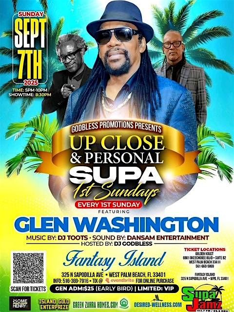 Up Close and Personal "Big People Supa 1st Sundays" with Glen Washington, 7 September | AllEvents