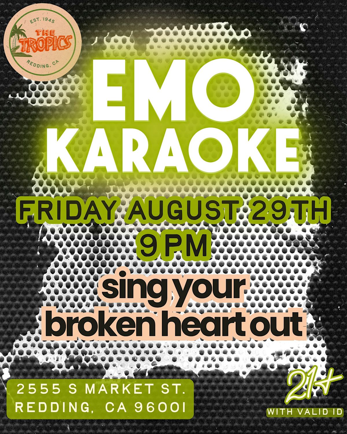 Emo Karaoke at The Tropics, 29 August | Event in Redding | AllEvents