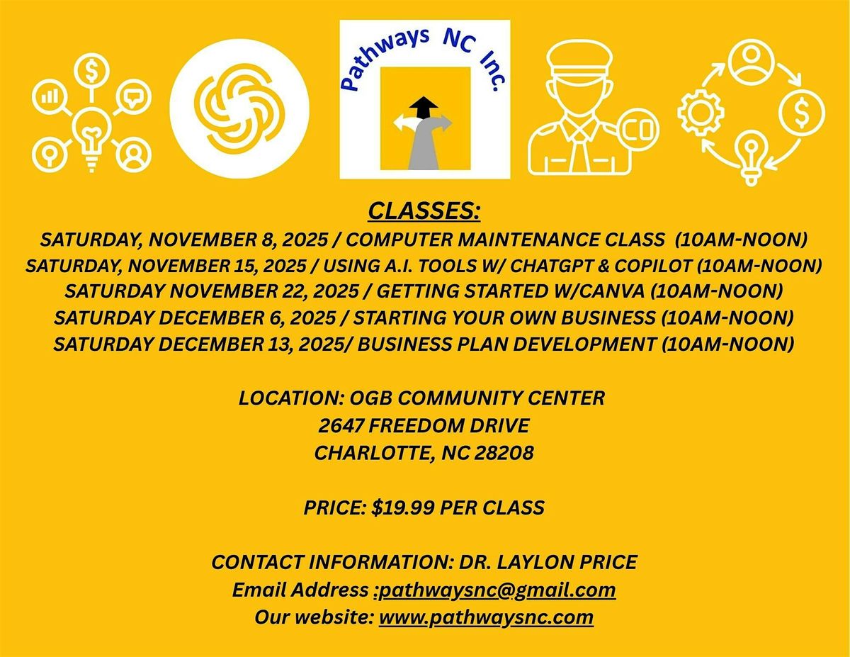 Pathways NC Inc. - Business Plan Development Workshop - Saturday, Dec. 13th, 13 December | Event in Charlotte