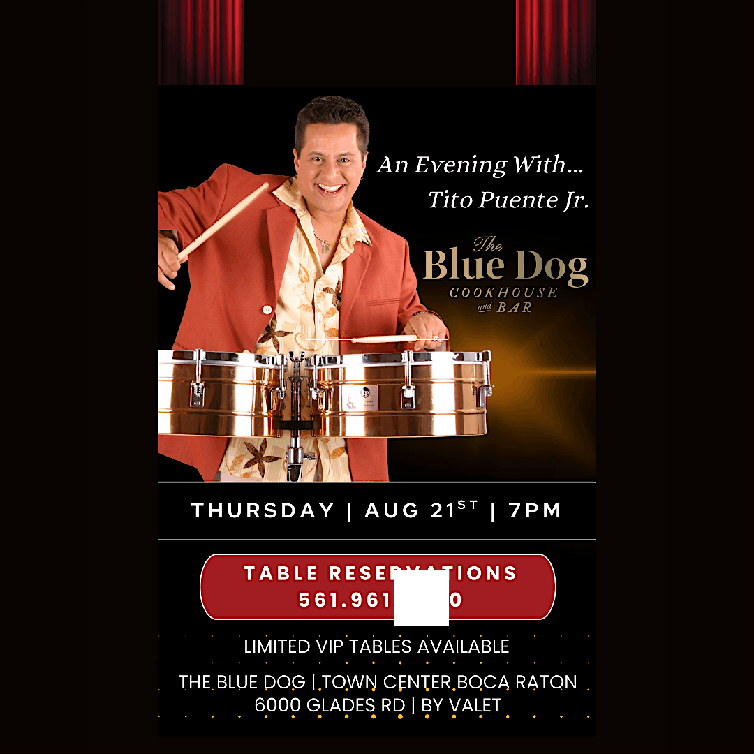 An Evening with Tito Puente Jr  Thu Aug 21 @ The Blue Dog, 21 August | Event in Boca Raton | AllEvents