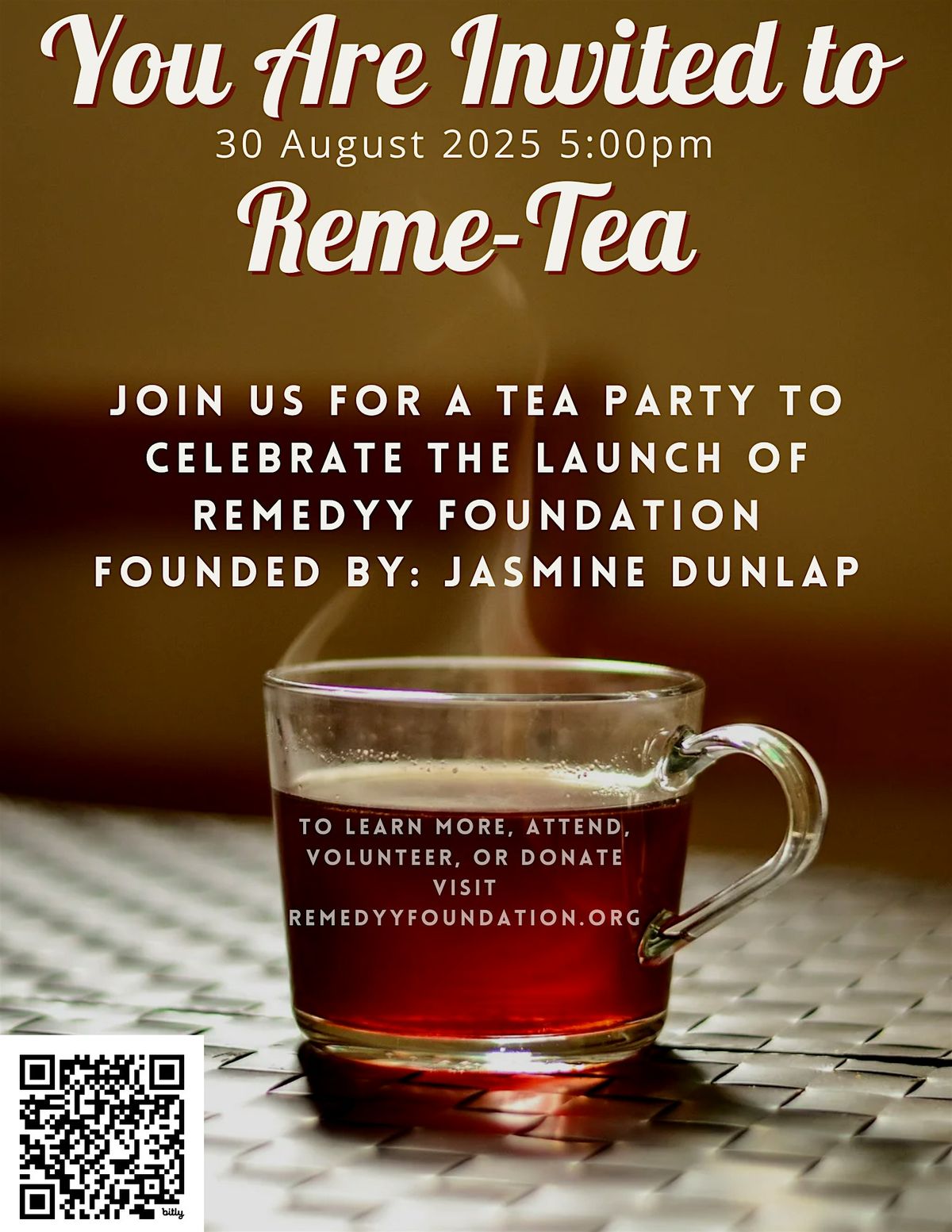 Reme-Tea (Remedyy Foundation Launch Party), 30 August | Event in Robbins | AllEvents