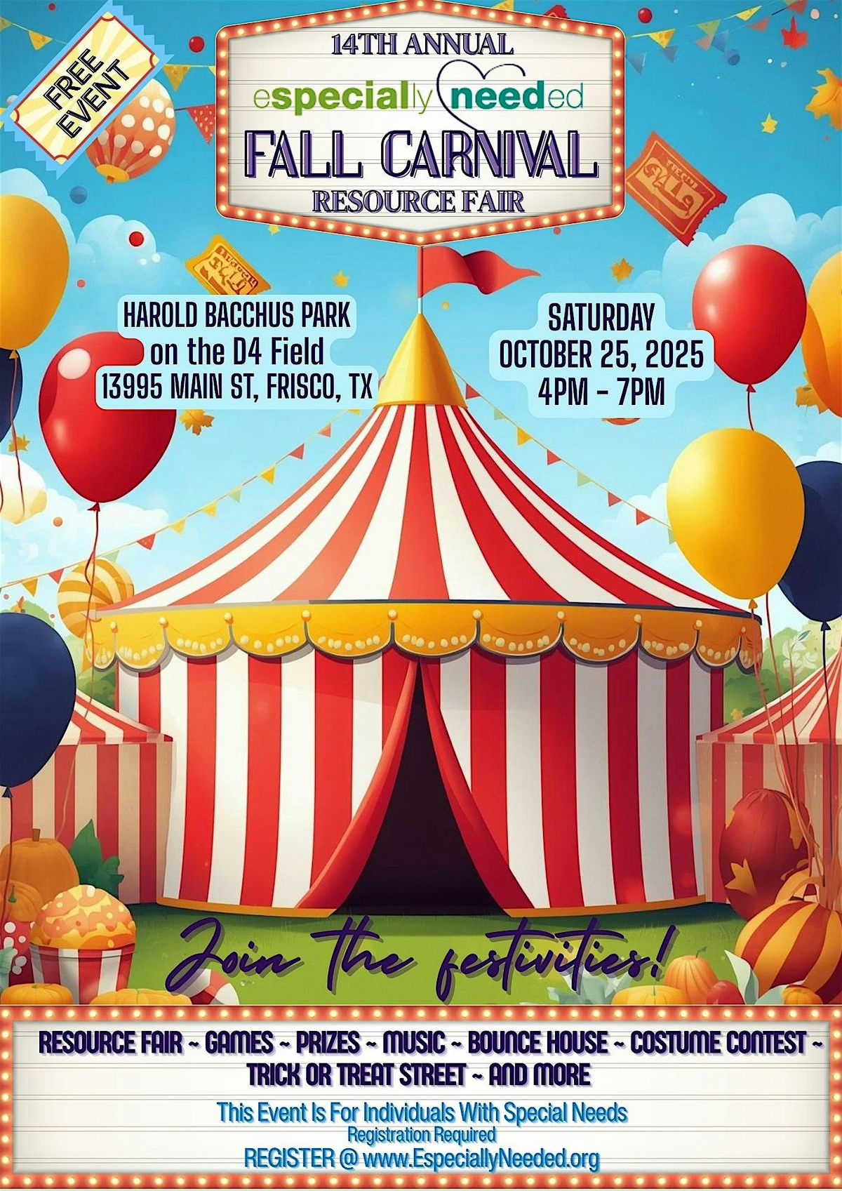 Especially Needed Fall Carnival & Resource Fair 2025, 25 October | Event in Frisco | AllEvents